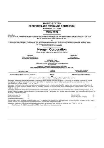 Thumbnail Neogen 10-Q Quarterly Report FY2024 