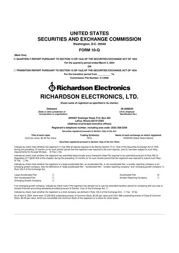Thumbnail Richardson Electronics 10-Q Quarterly Report FY2024 