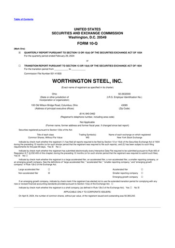 Thumbnail Worthington Steel 10-Q Quarterly Report FY2024 