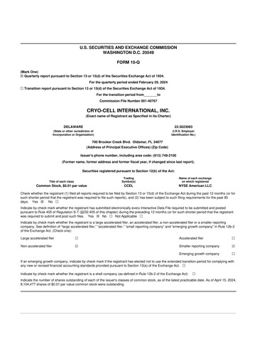 Thumbnail Cryo-Cell International 10-Q Quarterly Report FY2024 