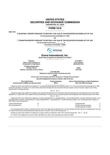 Thumbnail Enova International
 10-Q Quarterly Report FY 