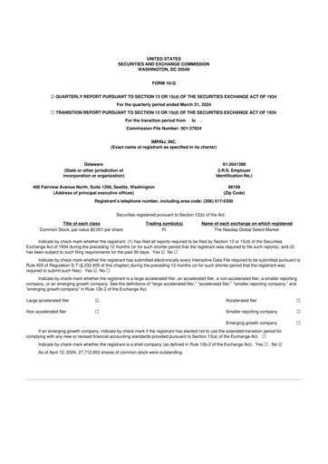 Miniature Impinj 10-Q Rapport trimestriel 2024 
