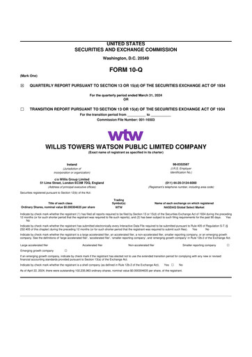 Thumbnail Willis Towers Watson  10-Q Quarterly Report FY2024 