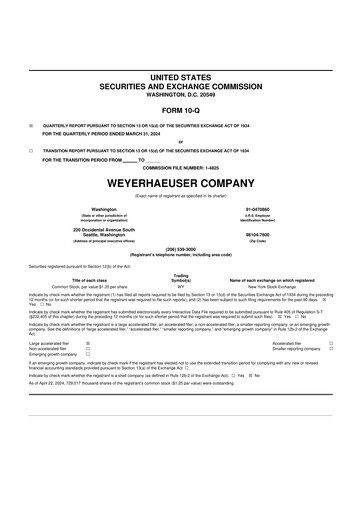 Thumbnail Weyerhaeuser
 10-Q Quarterly Report FY2024 