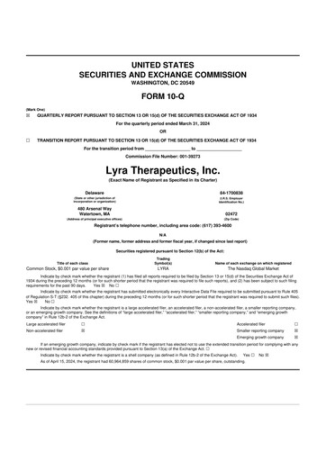 Thumbnail Lyra Therapeutics 10-Q Quarterly Report FY2024 