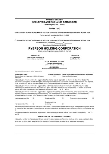 Thumbnail Ryerson 10-Q Quarterly Report FY2024 