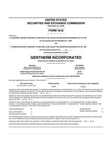 Thumbnail Gentherm 10-Q Quarterly Report FY2024 