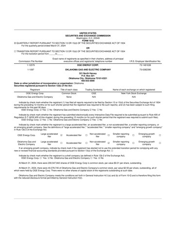Thumbnail OGE Energy
 10-Q Quarterly Report FY2024 