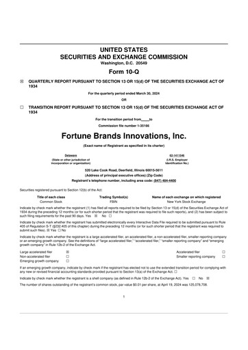 Vorschaubild Fortune Brands Innovations 10-Q Quartalsbericht 2024 