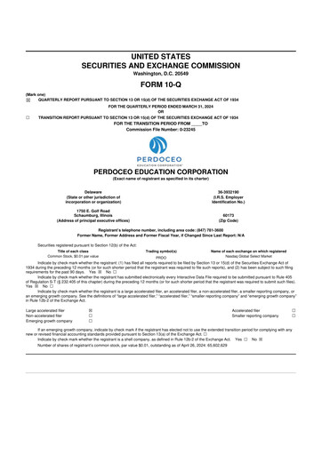 Miniature Perdoceo Education 10-Q Rapport trimestriel 2024 