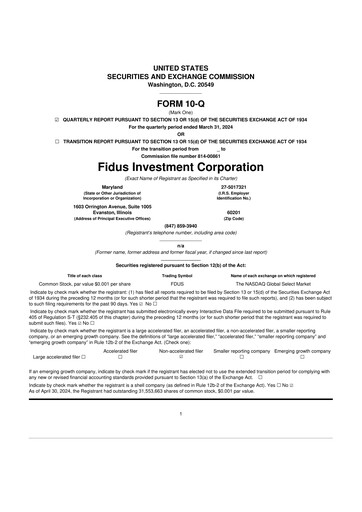 Miniature Fidus Investment Corporation 10-Q Rapport trimestriel 2024 