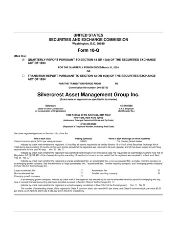 Vorschaubild Silvercrest Asset Management Group 10-Q Quartalsbericht 2024 