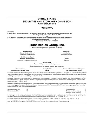 Thumbnail TransMedics Group 10-Q Quarterly Report FY2024 