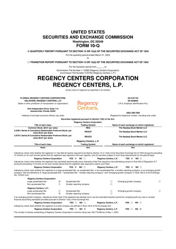 Thumbnail Regency Centers
 10-Q Quarterly Report FY2024 