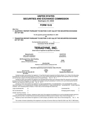 Thumbnail Teradyne 10-Q Quarterly Report FY2024 