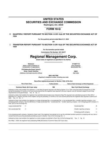 Thumbnail Regional Management Corp.
 10-Q Quarterly Report FY2024 