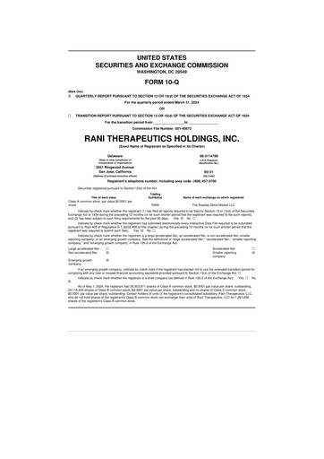 Thumbnail Rani Therapeutics 10-Q Quarterly Report FY 