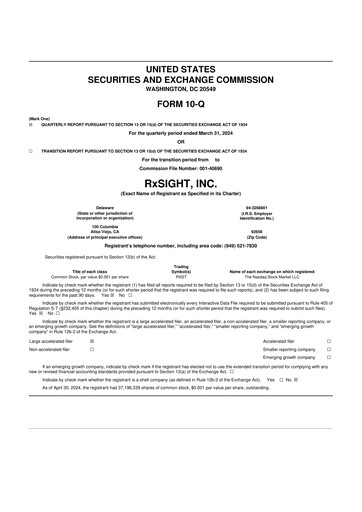 Vorschaubild RxSight 10-Q Quartalsbericht 2024 
