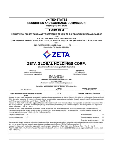 Miniature Zeta Global 10-Q Rapport trimestriel 2024 