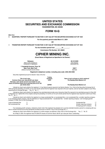 Thumbnail Cipher Mining 10-Q Quarterly Report FY2024 