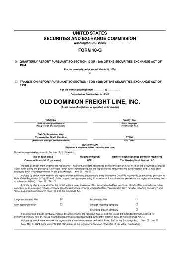 Thumbnail Old Dominion Freight Line
 10-Q Quarterly Report FY2024 