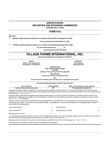 Vorschaubild Village Farms International 10-Q Quartalsbericht 2024 