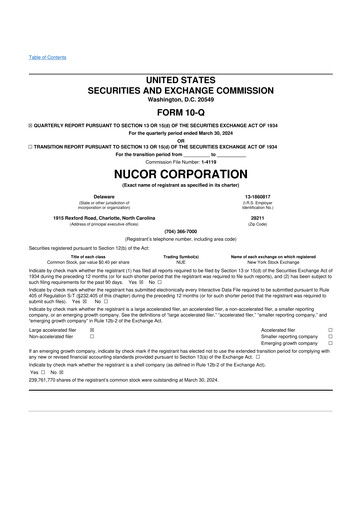 Thumbnail Nucor
 10-Q Quarterly Report FY2024 