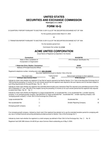 Vorschaubild Acme United 10-Q Quartalsbericht 2024 