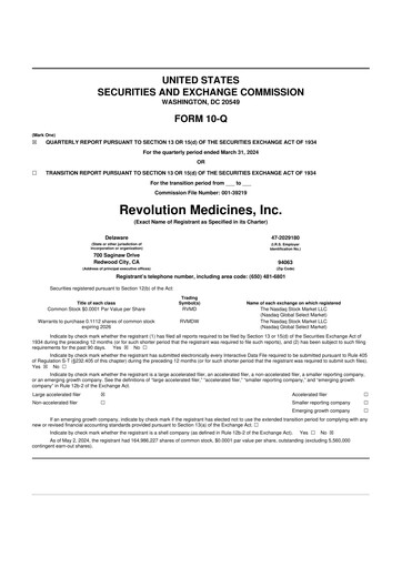 Thumbnail Revolution Medicines
 10-Q Quarterly Report FY2024 