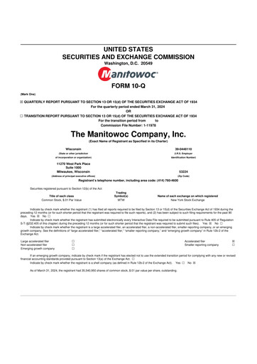 Thumbnail The Manitowoc Company
 10-Q Quarterly Report FY2024 