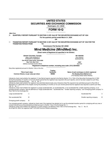 Thumbnail Mind Medicine (MindMed) 10-Q Quarterly Report FY2024 