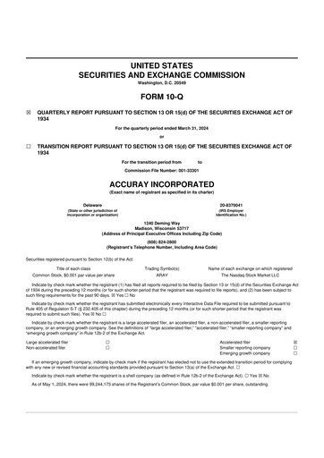 Thumbnail Accuray 10-Q Quarterly Report FY2024 