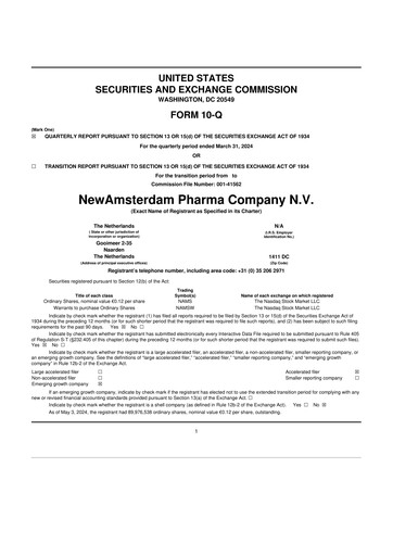 Vorschaubild NewAmsterdam Pharma Company 10-Q Quartalsbericht 2024 