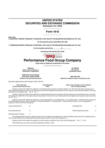 Vorschaubild Performance Food Group 10-Q Quartalsbericht 2024 