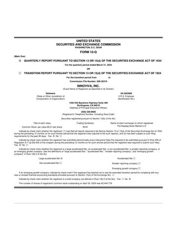 Thumbnail Innoviva 10-Q Quarterly Report FY 