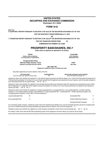 Thumbnail Prosperity Bancshares
 10-Q Quarterly Report FY2024 