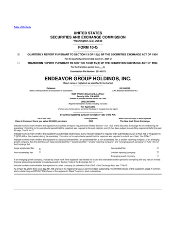Thumbnail Endeavor Group 10-Q Quarterly Report FY2024 