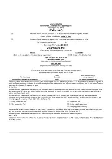 Thumbnail CleanSpark 10-Q Quarterly Report FY2024 