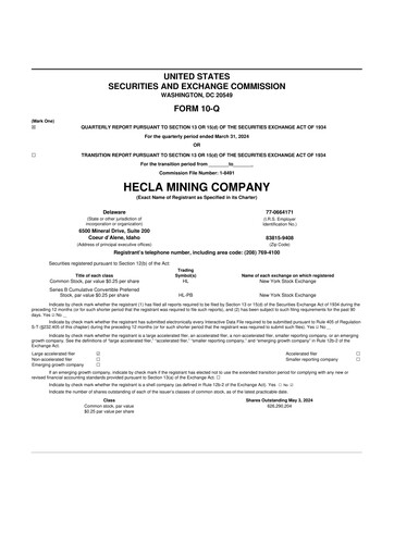 Thumbnail Hecla Mining
 10-Q Quarterly Report FY2024 