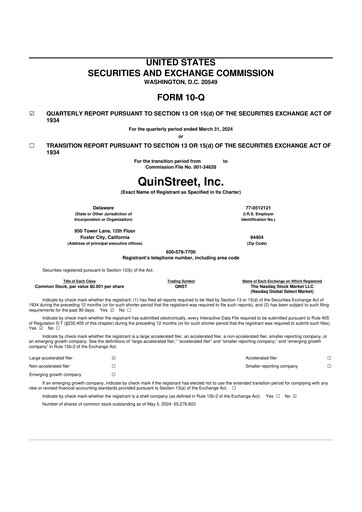 Thumbnail QuinStreet
 10-Q Quarterly Report FY 