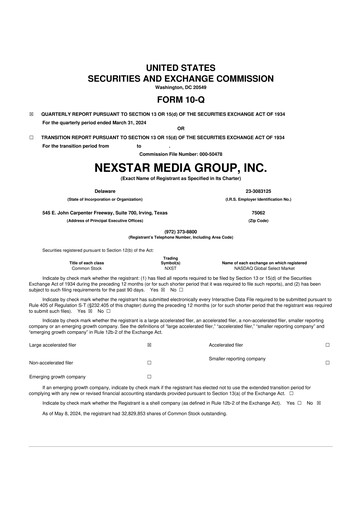 Thumbnail Nexstar Media Group
 10-Q Quarterly Report FY2024 