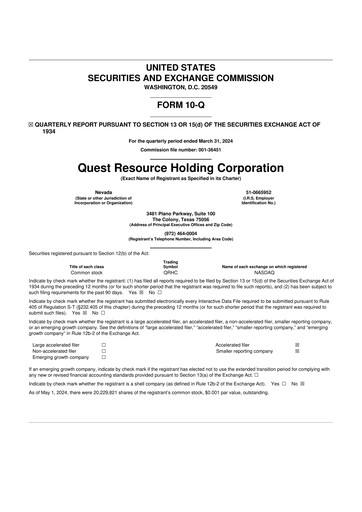 Thumbnail Quest Resource Holding 10-Q Quarterly Report FY2024 
