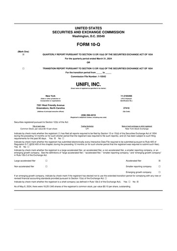 Thumbnail Unifi 10-Q Quarterly Report FY2024 