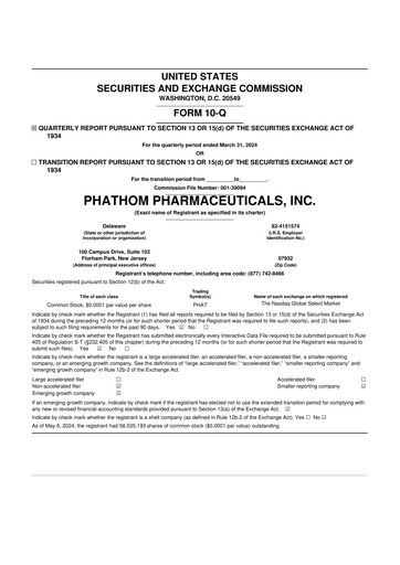 Thumbnail Phathom Pharmaceuticals
 10-Q Quarterly Report FY 