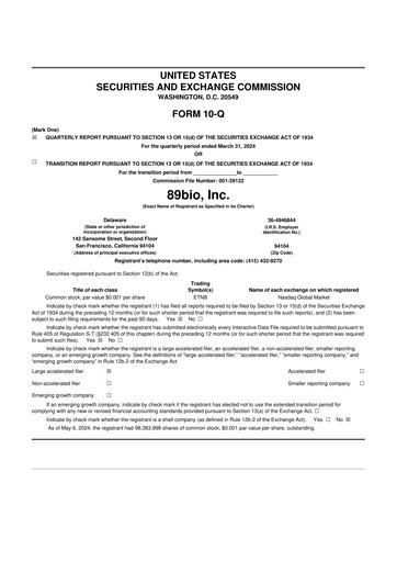 Vorschaubild 89bio 10-Q Quartalsbericht 2024 