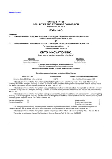 Thumbnail Onto Innovation 10-Q Quarterly Report FY2024 