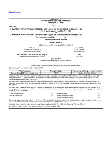 Thumbnail Telesis Bio 10-Q Quarterly Report FY2024 