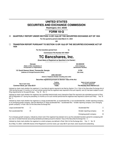 Thumbnail TC Bancshares 10-Q Quarterly Report FY2024 