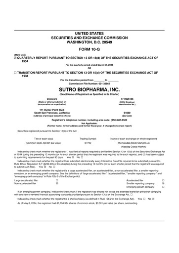 Thumbnail Sutro Biopharma 10-Q Quarterly Report FY 