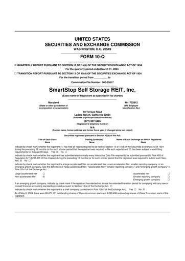 Thumbnail SmartStop Self Storage REIT 10-Q Quarterly Report FY2024 
